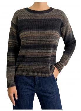 Maglione multicolor con righe girocollo